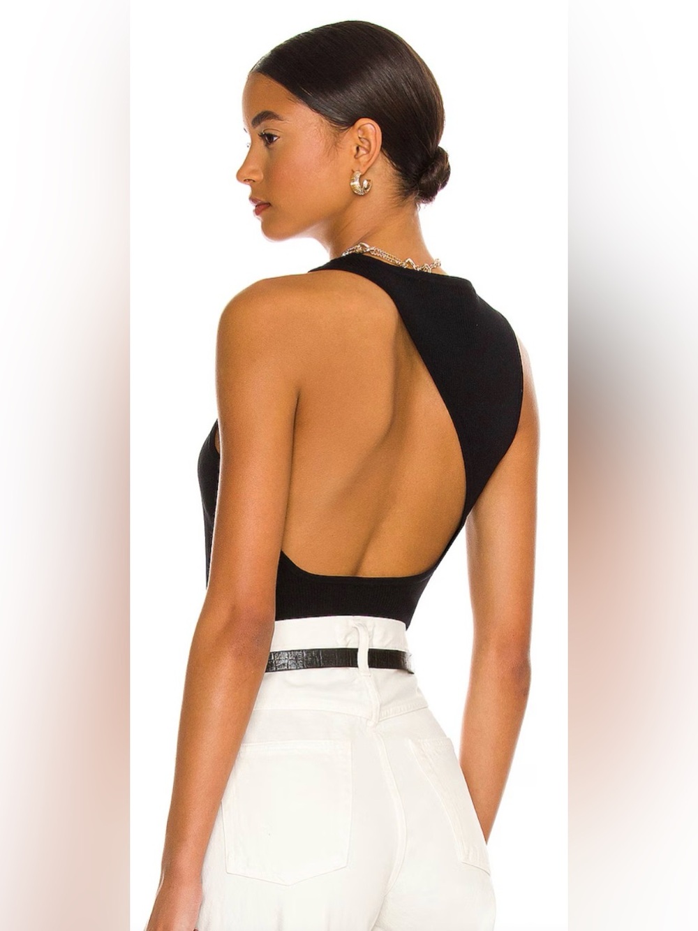 525 America Black Ribbed Sleeveless Backless Tank Top Size XL